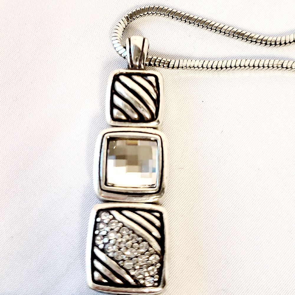 Brighton Silver Modern Geometric Necklace in dust bag - Excellent condition